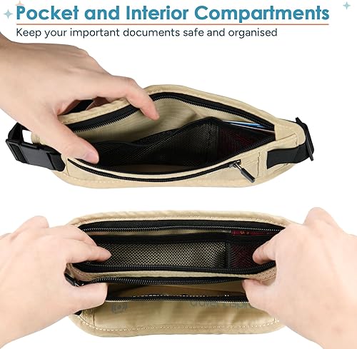 Miniatura 9 de travel inspira Cinturón de dinero de viaje con soporte delgado antirrobo para pasaporte con bloqueo RFID para viajes, cartera de viaje oculta debajo