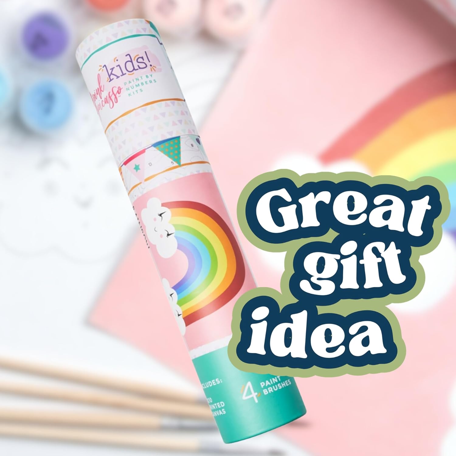 Pink Picasso Kits Paint by Number for Kids Ages 5-12 | DIY 8x10 Beginners Kids Paint Set Color by Numbers Canvas Painting Kits | As Seen On Shark Tank & Oprah's Favorite Thing| (Rainbow)