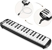 Vista 3 de Eastar Melódica de 32 Teclas Instrumento de Teclado Piano de Aire Soprano con 2 Boquillas Dobles con Tubo, Bolsa de Transporte, Negro