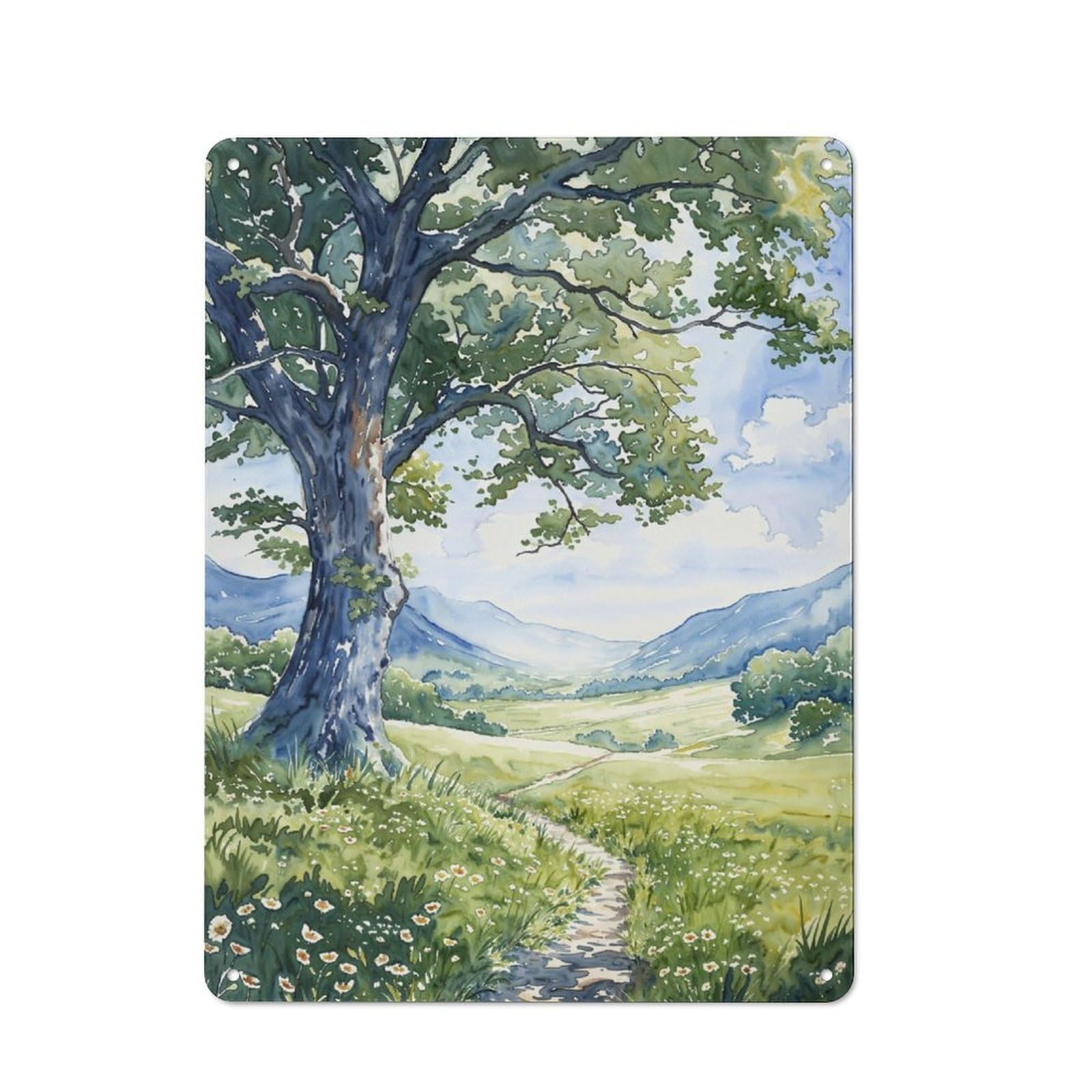 Junmoney Verdant Valley Path For Lounge Or Reading Corner, Rustic Tin Sign 40X30cm, For Home Interiors, Feature Walls And Decorative Displays