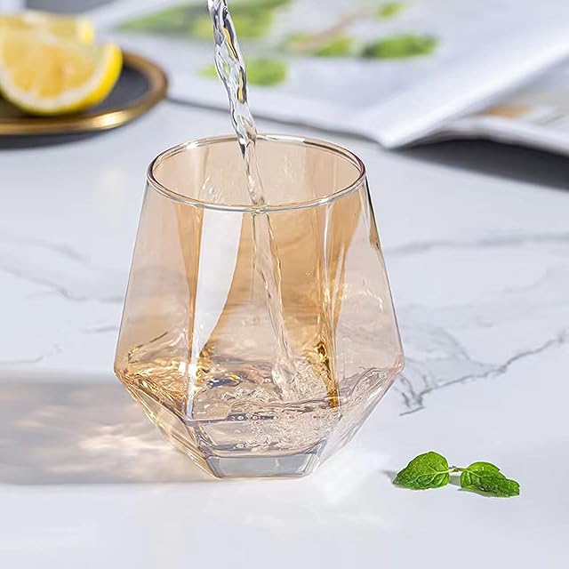 YFOPEN Whisky Cup,Special Inclined ,11 oz,Romantic,Party, First Choice for Gift Giving.Applicable to: Scotch Whisky,Bourbon Whisky,Rum, Best for Colored Drinks(Amber, 1)