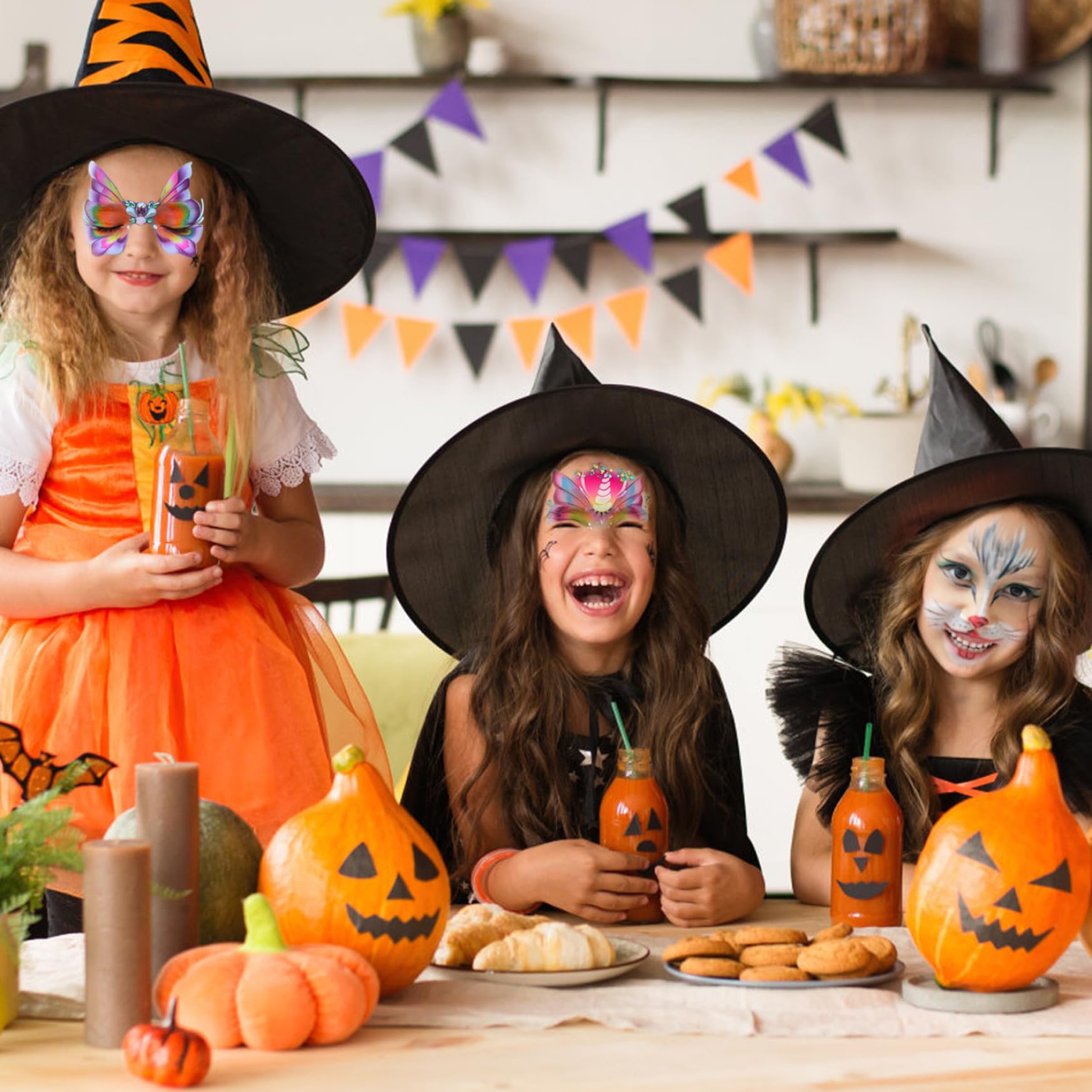 Kit de peinture faciale 12 palettes à gâteaux divisées kit de maquillage en face avec pochoirs Broussants Stickers arc-en-ciel non toxique peinture corps pour enfants pour enfants Halloween Car