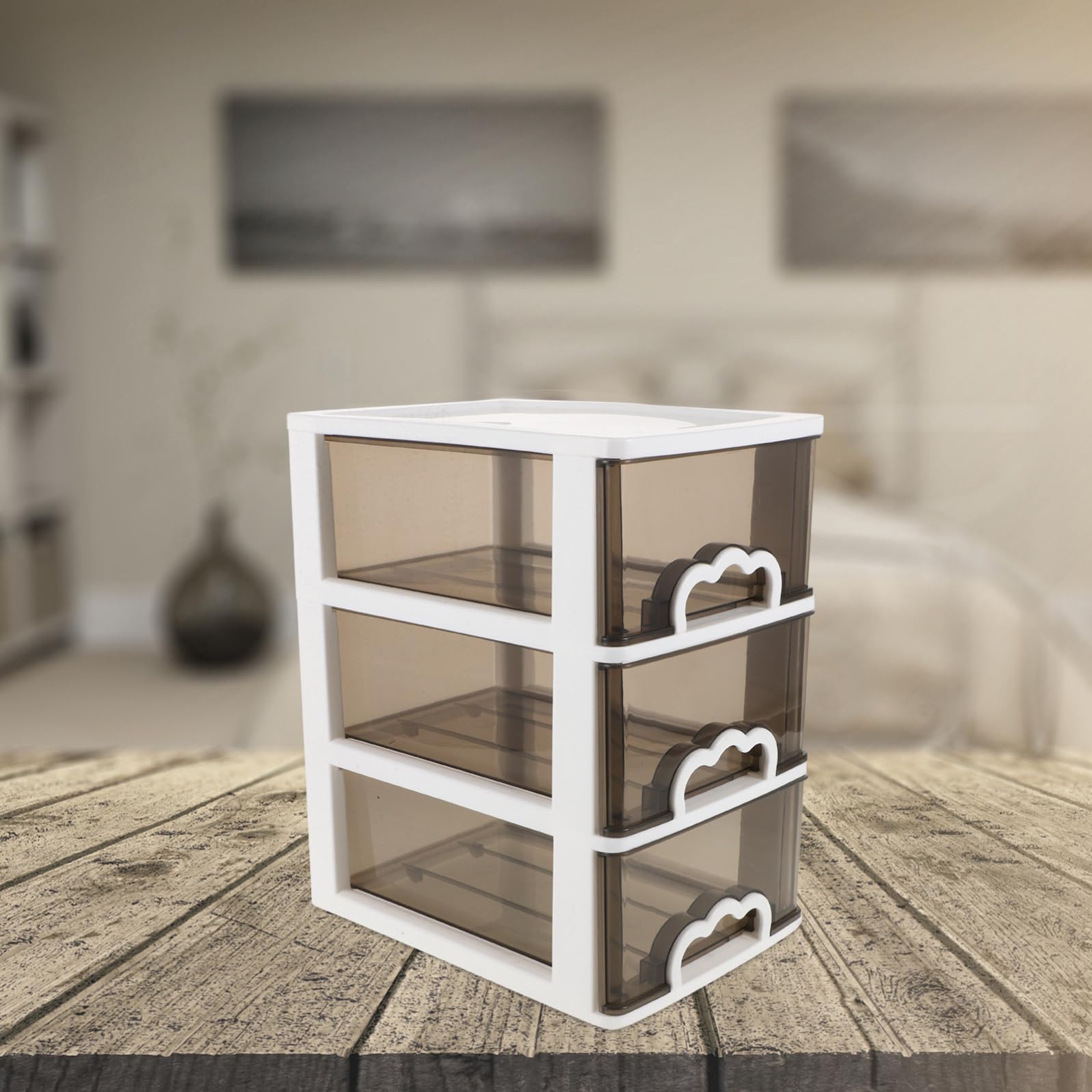 SECFOU Organizer Cosmetico da Scrivania Cassetti in Plastica Trasparente, Design Compatto e Portatile, per Piccoli Spazi e Uso Quotidiano
