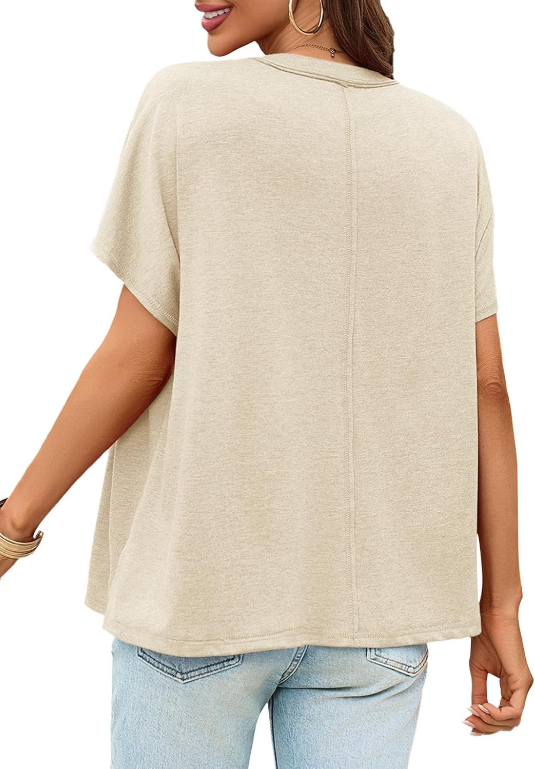 Tankaneo Womens Maternity Tops Summer Batwing Short Sleeve Casual T Shirts Oversized Pleated Pregnancy Clothes - Image 6