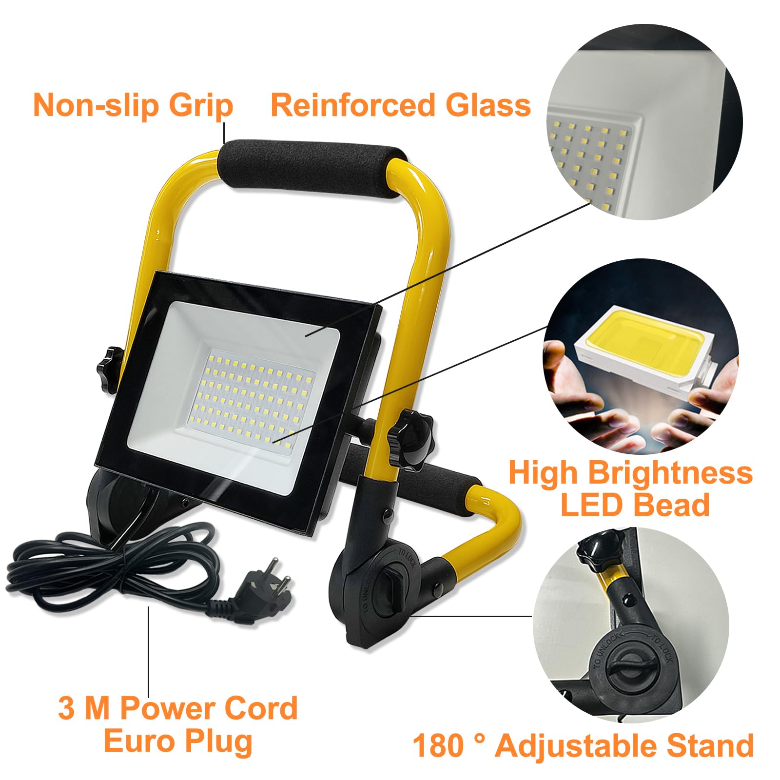 LED bouwlamp 100W 13000 Lumen 24V schijnwerper LED bouwlamp 100W 13000 Lumen 24V schijnwerper