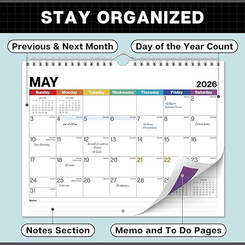 Miniatura 5 de Dunwell - Calendario de pared de 8.5 x 11 pulgadas 2026 (colorido), para usar de enero a diciembre 2026, colgar en la pared o usar como calendario