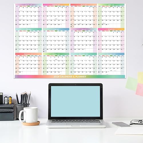 Miniatura 5 de Calendario anual de pared 2024  Calendario de pared 2024 de enero de 2024 a diciembre de 2024, 23.1 x 34.6 pulgadas (abierto), calendario anual 2024