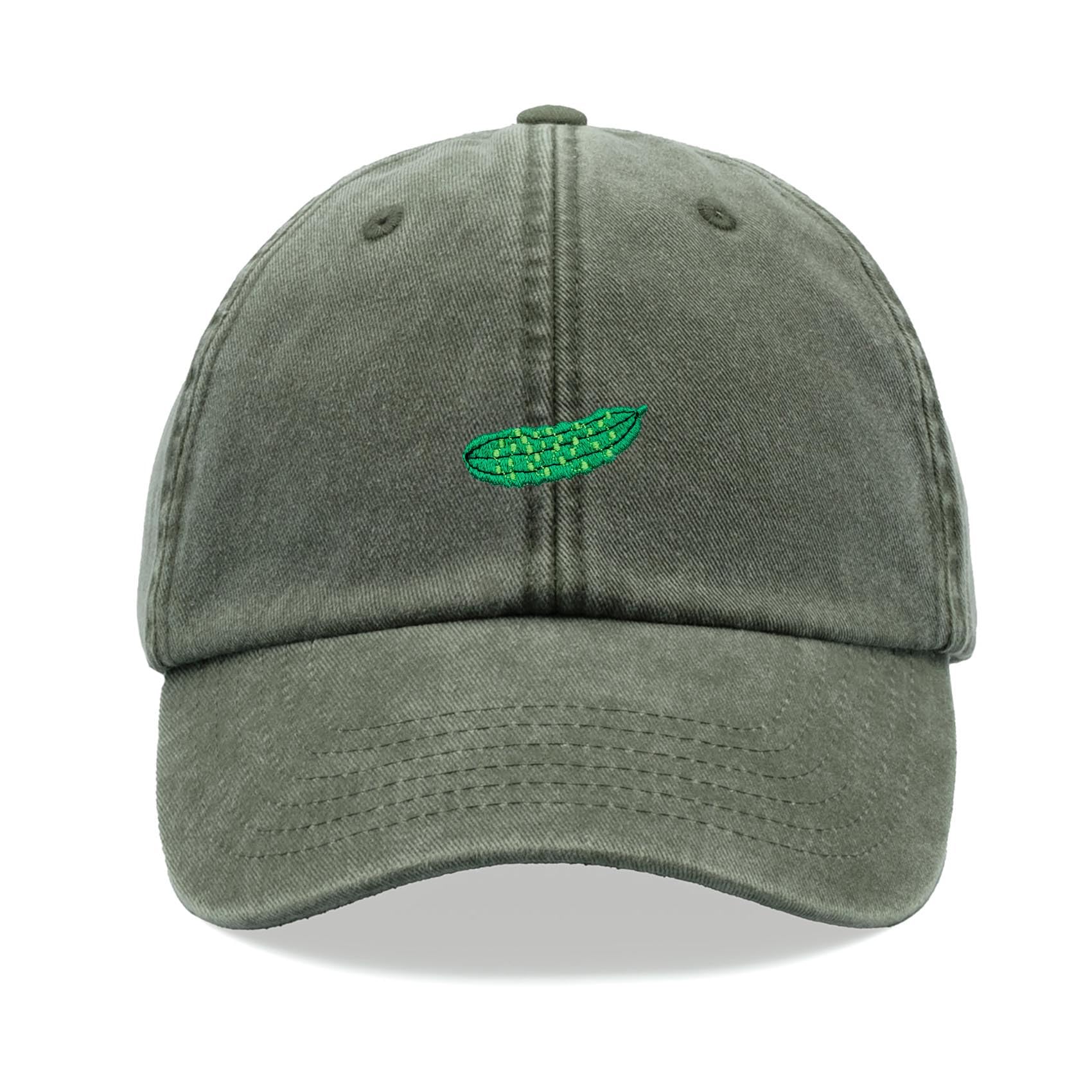 Pickle Baseball Cap Vintage Washed Unisex Dad Hat Adjustable Olive