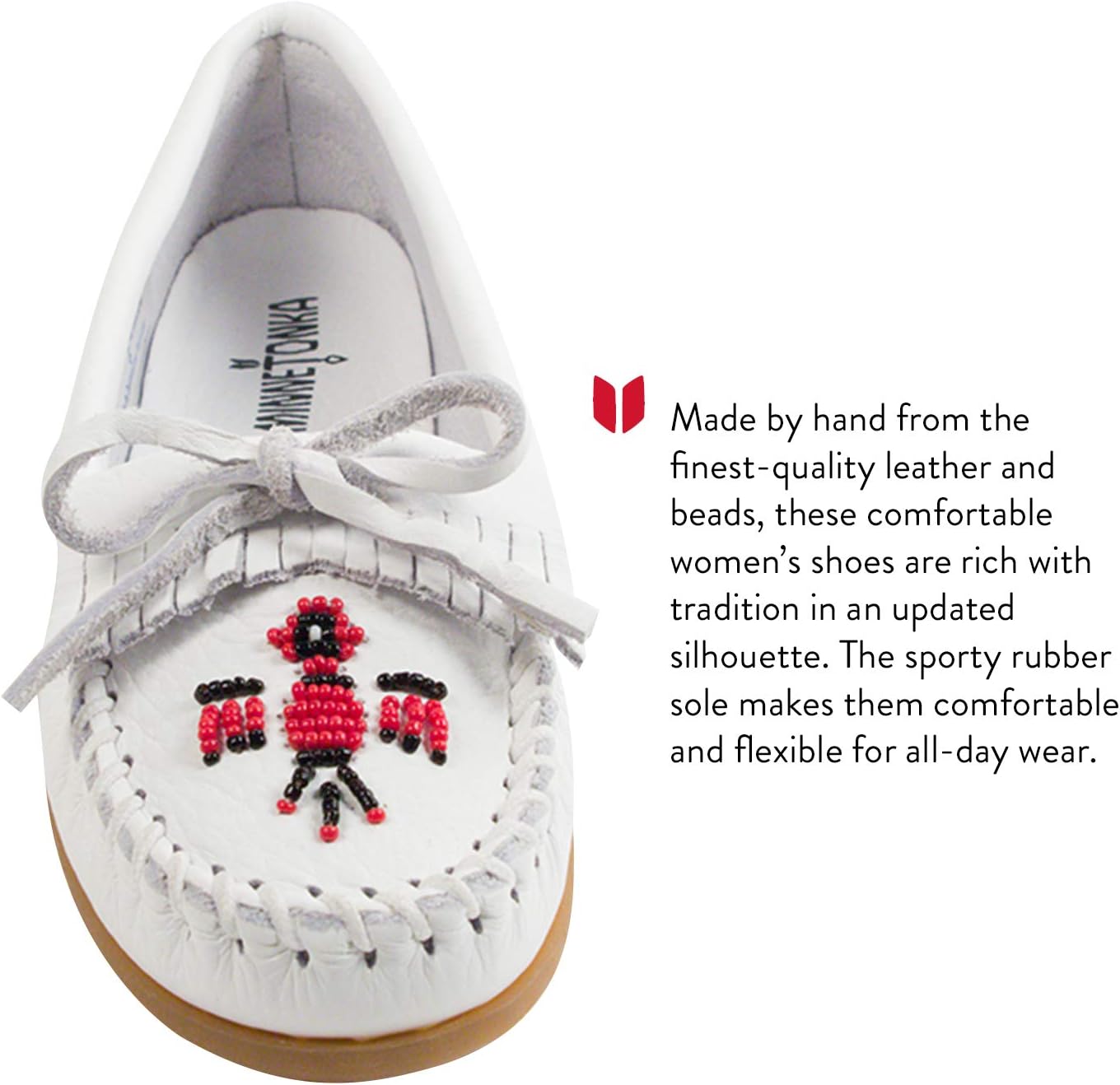 Minnetonka Women's Thunderbird II Mocassin 5 White Smooth