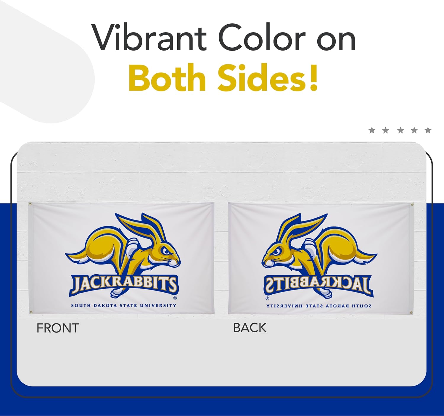 South Dakota State Jackrabbits College Sports Printed Flag - NCAA Licensed - Nylon - School Banner (White, Gold) (3' x 5')