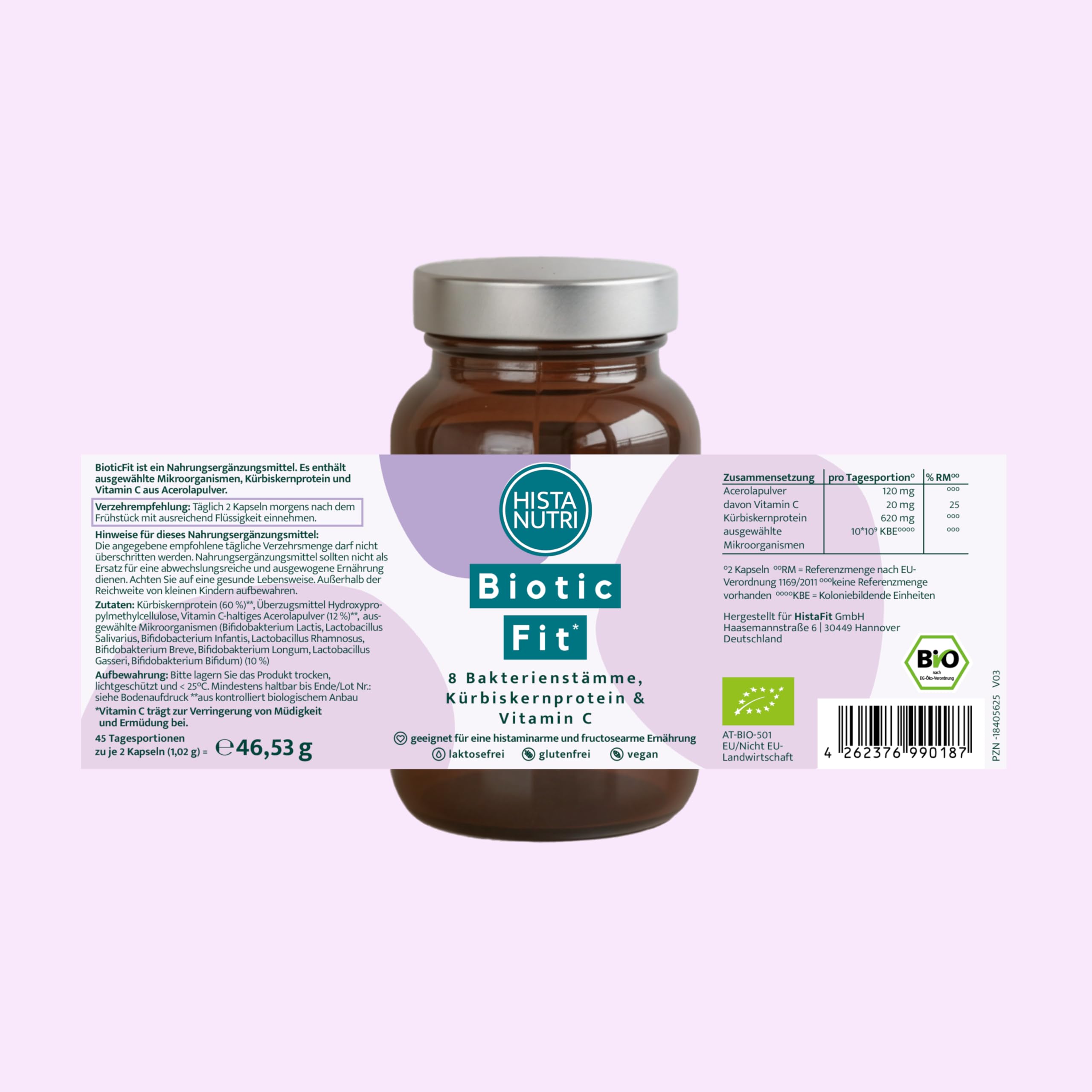 HistaNutri Biotic-Duo - Bio BioticFit & BioticFit S - glutenfrei, laktosefrei, histaminarm & vegan - HistaFood