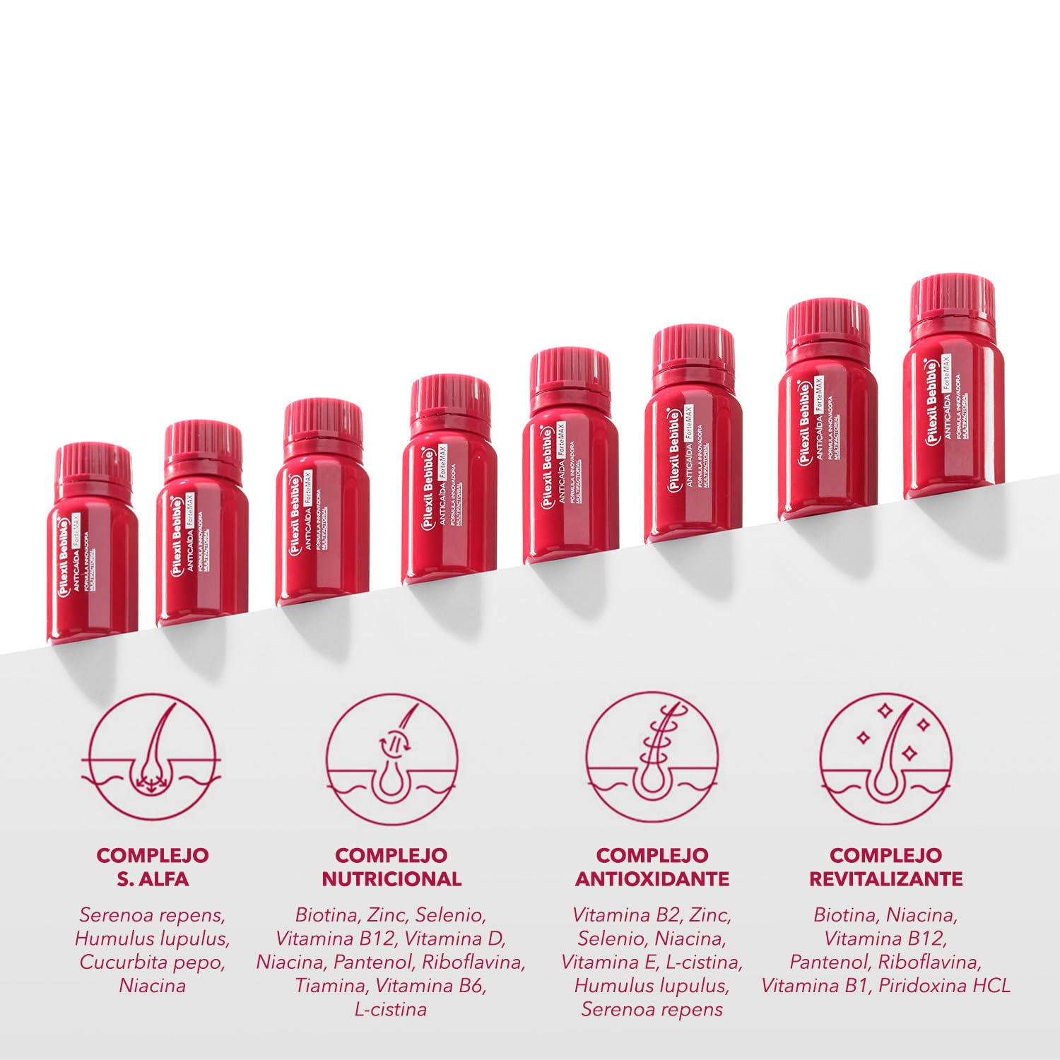 PILEXIL FORTE MAX - Tratamiento Bebible Anticaída Pack 2 x 45 Frascos de 15ml - 1 Dosis Diaria - Para Caída Progresiva del Cabello, con Vitaminas y Minerales, para Hombres y Mujeres