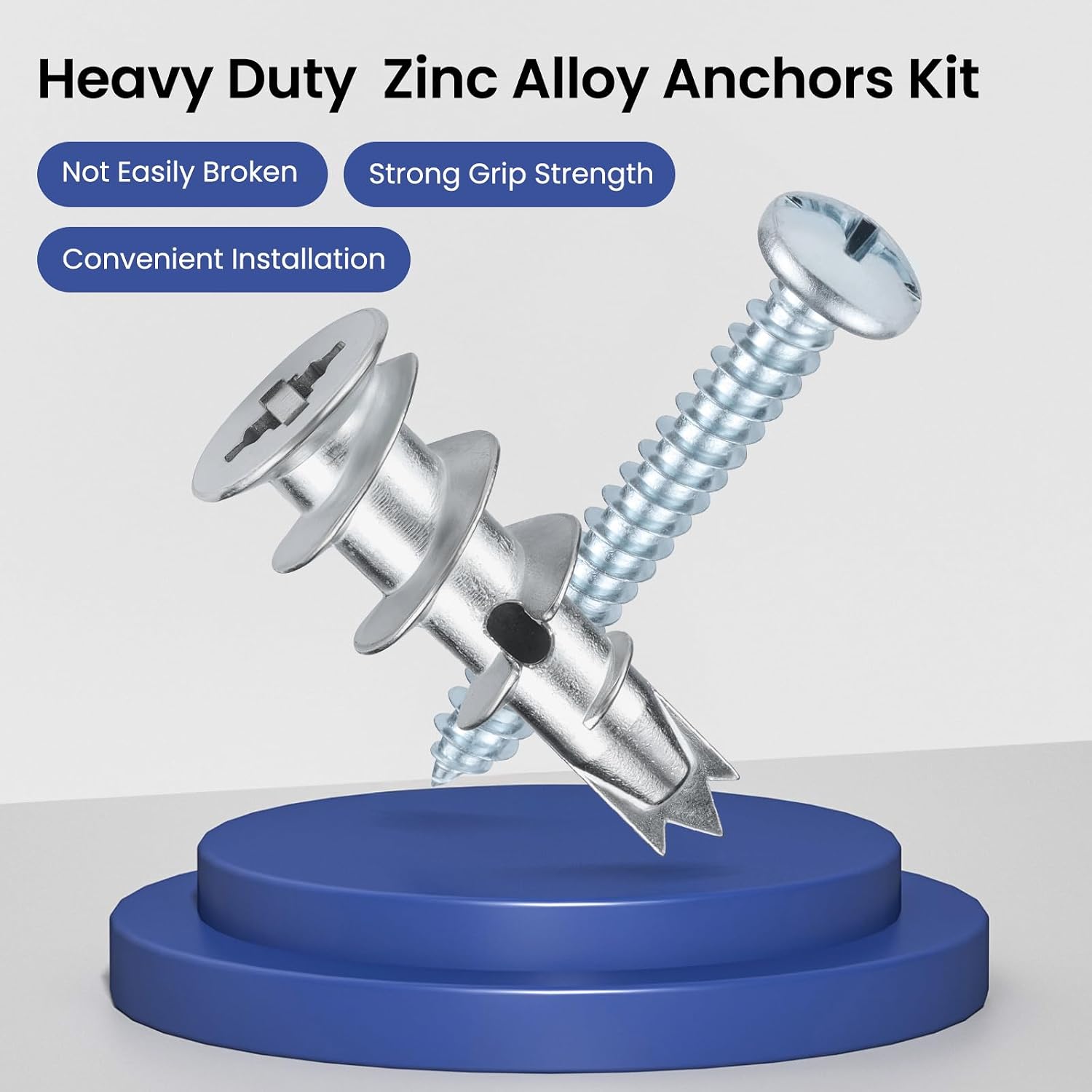 Metal Self Drilling Drywall Anchors,110PCs Hollow Zinc Sheetrock Anchors and Screws Kit, 55 Heavy Duty Wall Anchors and 55 Pan Head Screws,60LB Hanging
