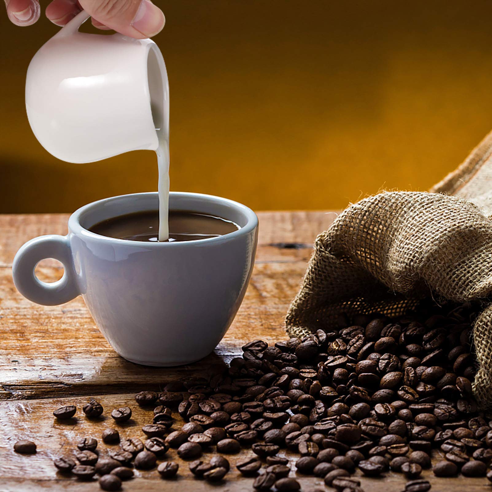 BESTonZON 2 Pezzi Mini Latte in Ceramica Bianca con Manico Piccolo caffè Latte Brocca Brocca Brocca Salsa da Cucina Tazza con Beccuccio 70Ml