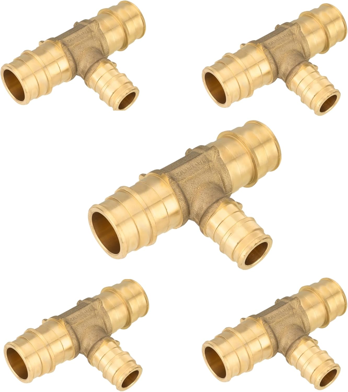 2-Pack EFIELD Pex A Expansion Full Flow Brass Fittings 1 inch x1 inch x1 inch Tee ONLY For Pex-A Expansion Connection,(PEX1960044)
