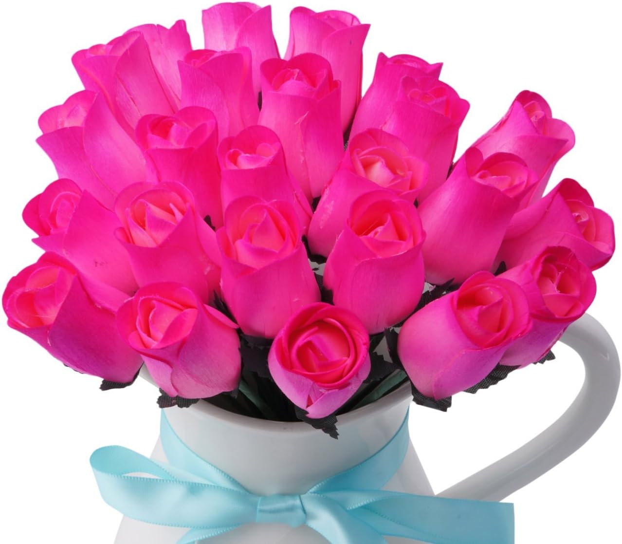 Orchid & Ivy 24 Beautiful Realistic Wooden Roses - Artificial Flowers - Pretty in Pink - Gift Boxed