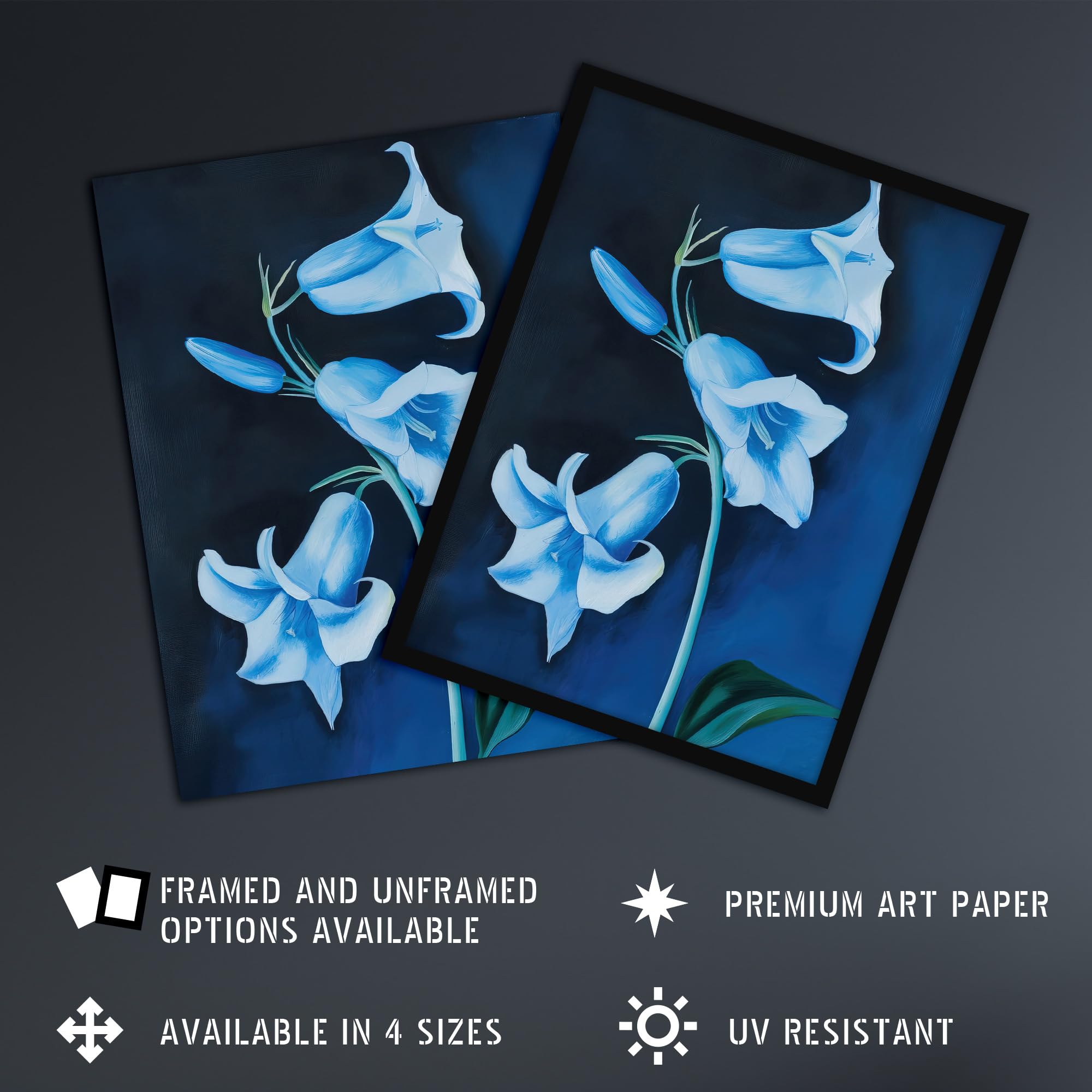 Artery8 Bluebell Flowers Wildflower Blue Floral Painting Living Room Extra Large XL Wall Art Poster Print - Image 2