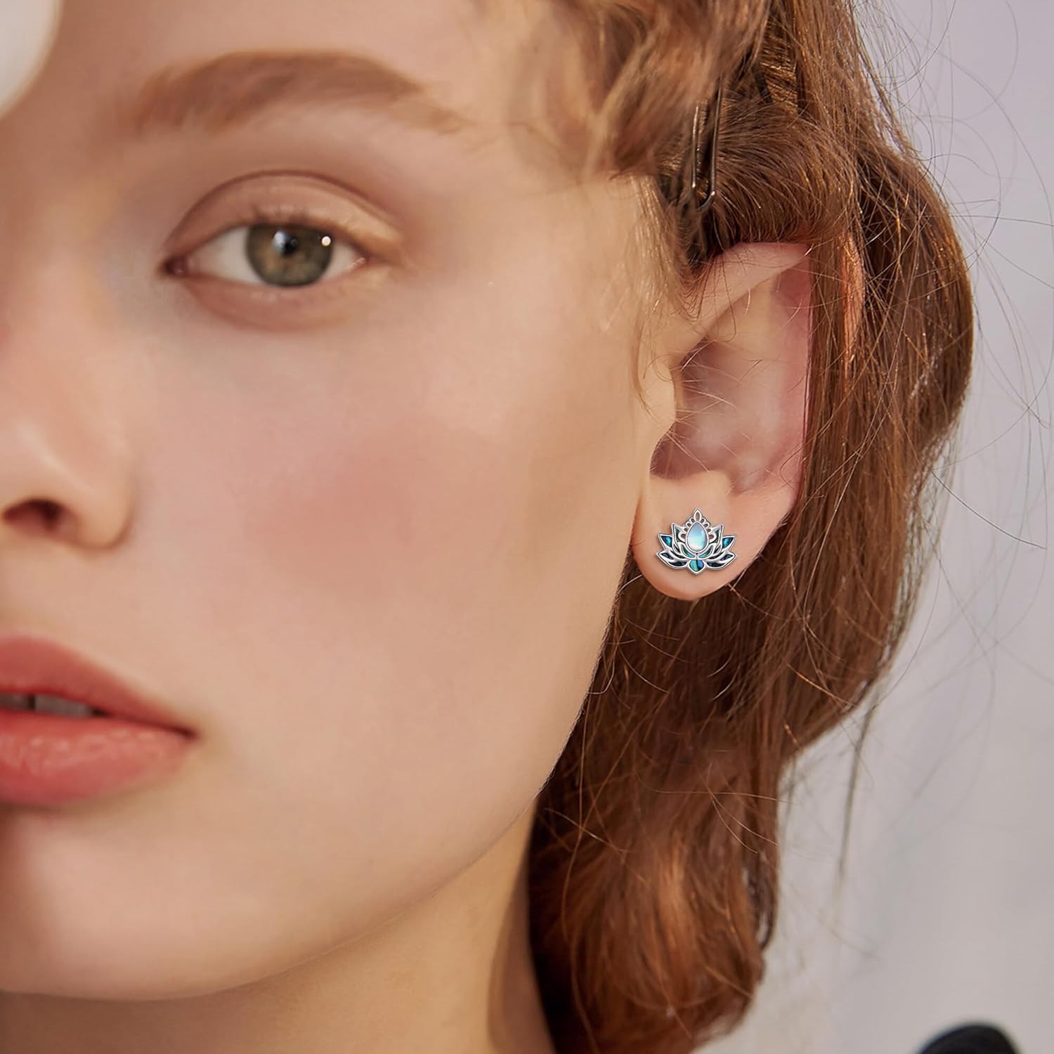 Lotus Stud Earrings 925 Sterling Silver Abalone Shell Moonstone Flower Jewelry Yoga Lotus Earrings for Women - Image 2