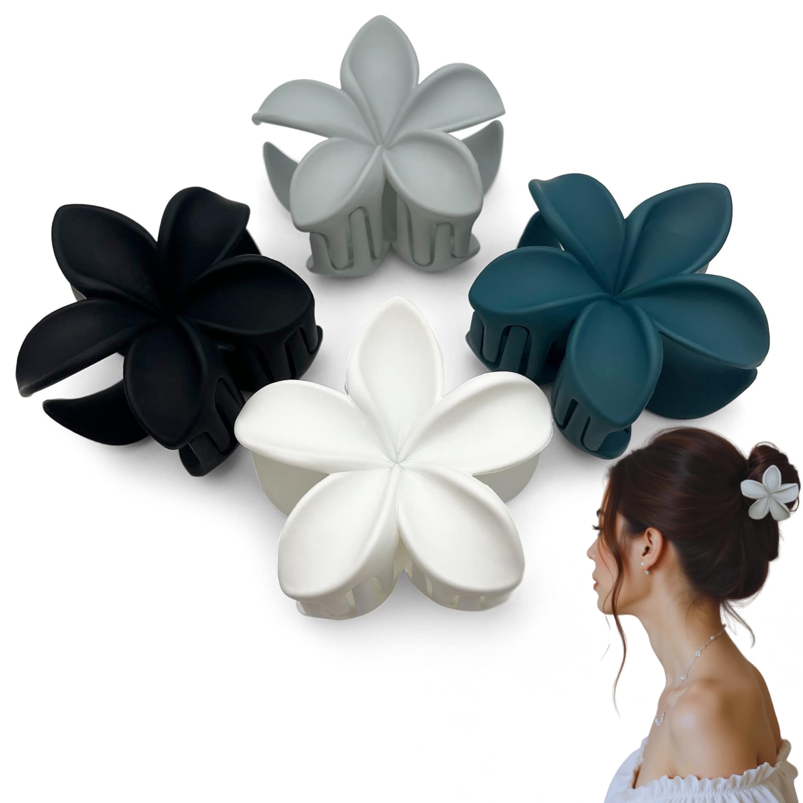 Flower Hair Clips for Women 2.8 Inch for Thick Thin Curly Hair Accessories, Cute Girl Gifts, Strong Hold, Decorative Matte Colors