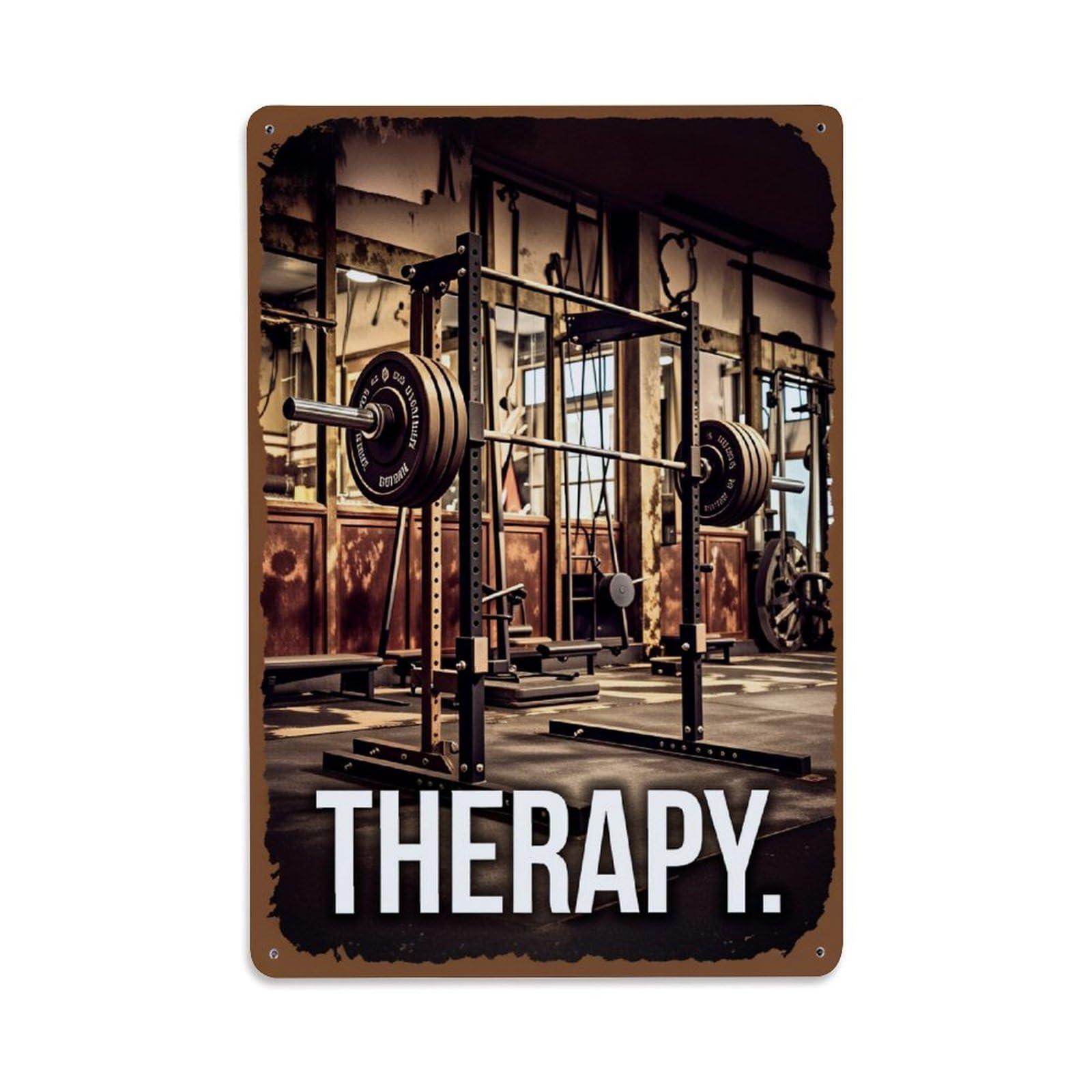 Enderetf Vintage Therapy Gym Equipment Rustic Industrial Tin Sign Retro Metal Wall Decor Metal Poster, Home Bar Garage Man Cave Cafe Indoor & Outdoor Decoration 8X12inches