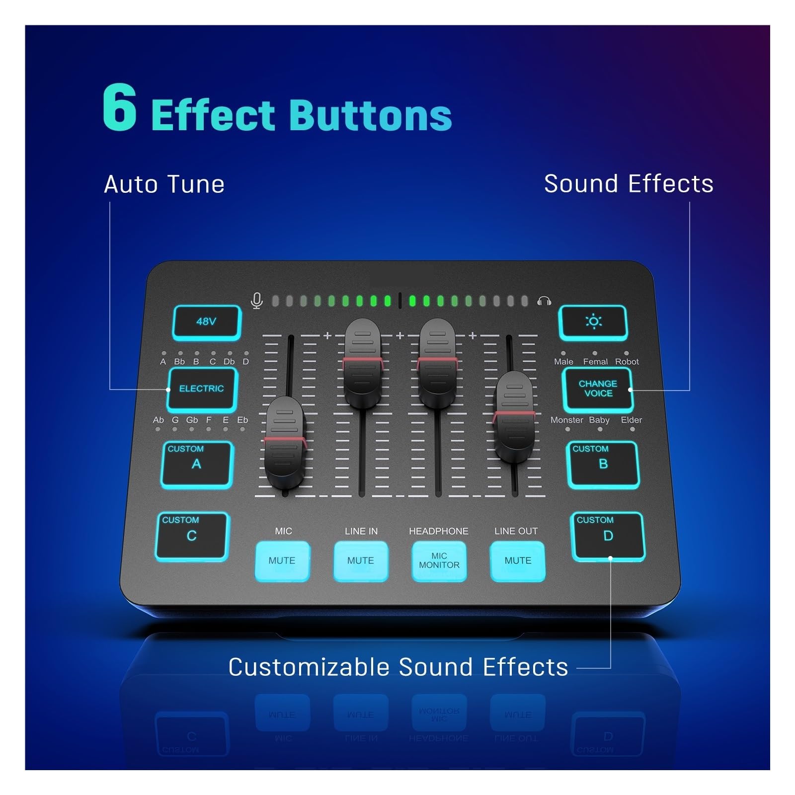Mixer audio, Mixer Da Gioco, Mixer RGB In Streaming A 4 Canali Con Interfaccia Microfono XLR, For Voce Di Gioco, Podcast(White)