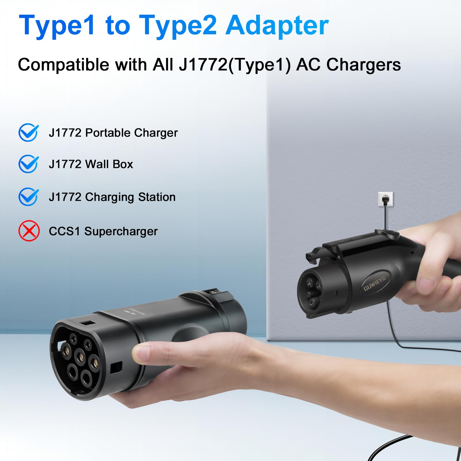 Amazon.co.jp: GUWIEYG EV充電器コネクタータイプ1からタイプ2