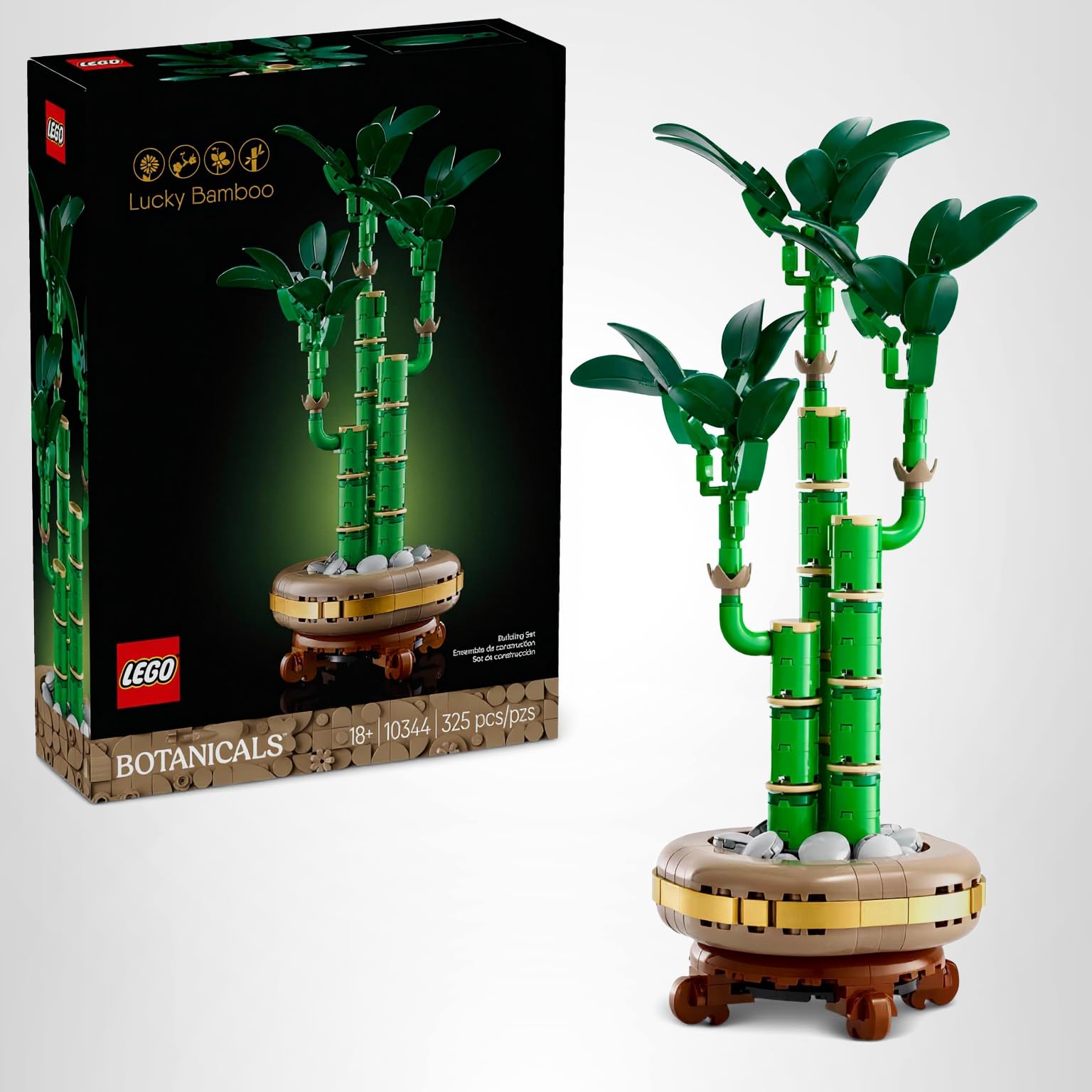 LEGO Botanicals Lucky Bamboo Building Set - Artificial Plant for Indoor Home Décor, Adults Ages 18+ - Gift for Birthdays for Him - Fake Plant Decoration for Table, Desk, Office - 10344