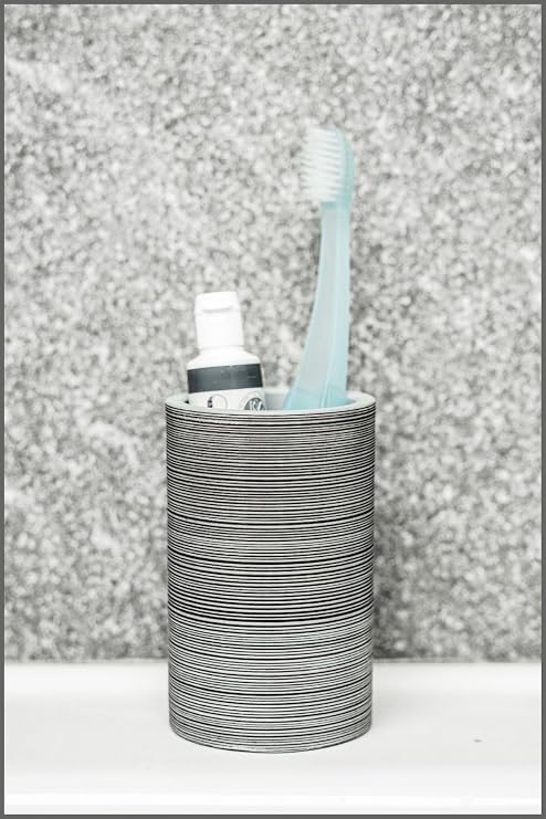 Çizgi Desenli 3'lü Banyo Aksesuar Seti - Sabunluk, Losyonluk, Diş Fırçalık Şık Ve Modern Tasarım Sıvı Sabunluk Seti