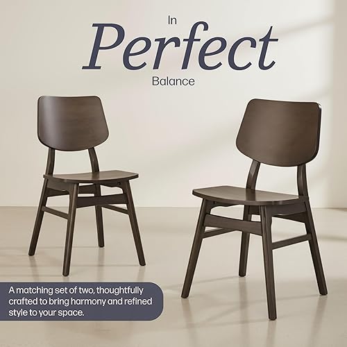 Miniatura 3 de Alaterre Furniture Calais - Juego de 2 sillas de comedor modernas de mediados de siglo, juego de sillas de madera maciza con diseño minimalista,