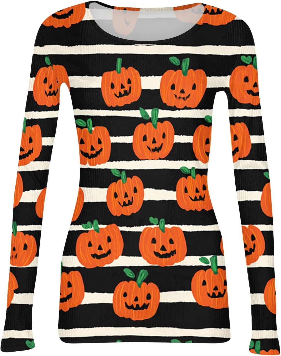 Womens Halloween Fall Long Sleeve Crewneck Graphic Shirt | Pajama Tops for Women, Womens Relaxed Fit T Shirts, Casual Tees for Women, Womens Work Clothes, Camisas Para