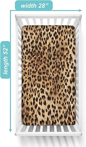 Miniatura 3 de Sábana bajera ajustable con estampado de leopardo, piel de animal salvaje, decorativa, transpirable, acogedora, portátil, para bebé, para bebés