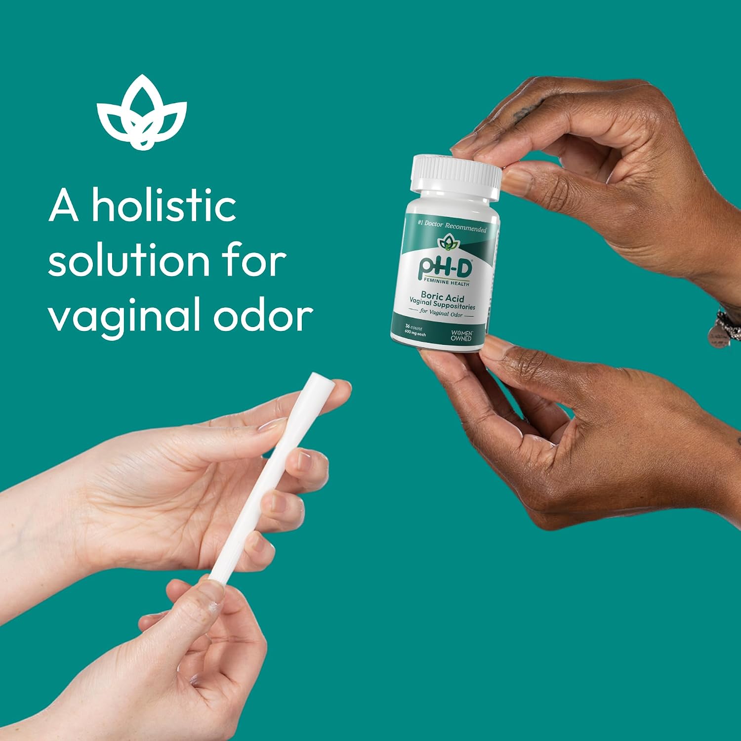 pH-D Feminine Health - Boric Acid Starter Bundle - pH-D Boric Acid Vaginal Suppositories 36 Count and 5 Vaginal Suppository Applicators