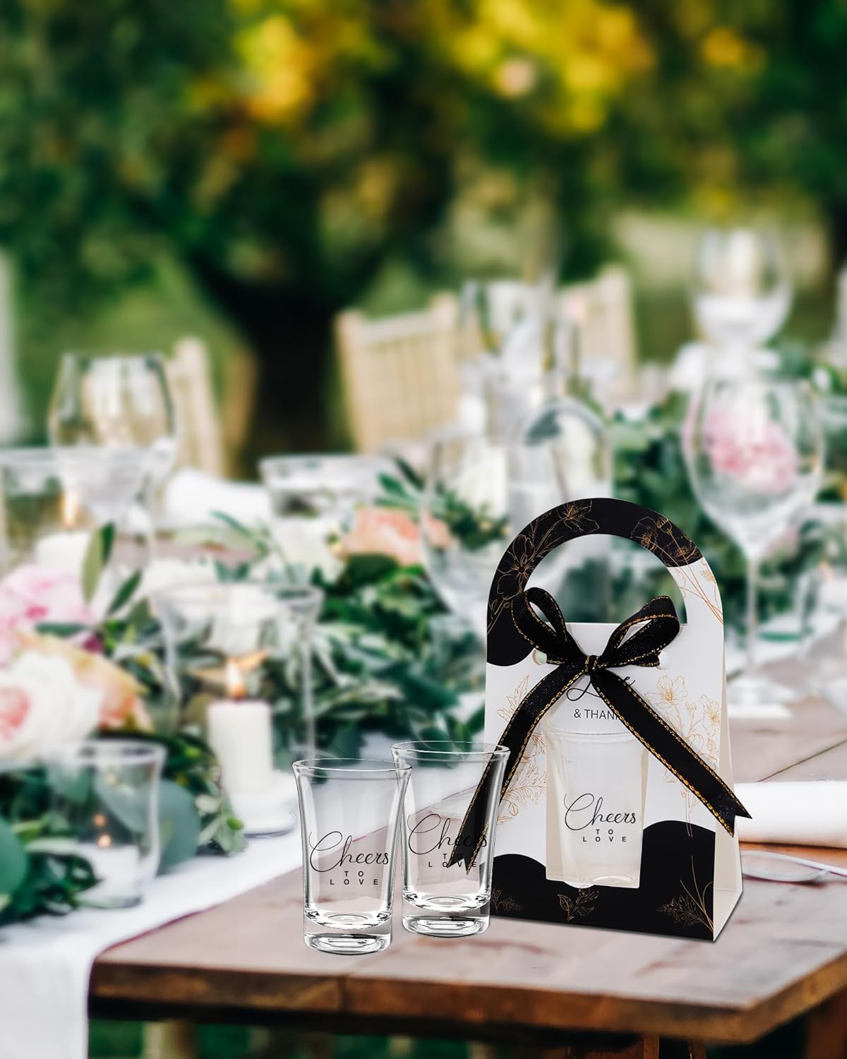 50 Sets Wedding Favors for Guests-Wedding Shot Glasses Cheers to Love Acrylic Clear Shot Glasse,Plastic Glasses with Thank You Treat Boxes