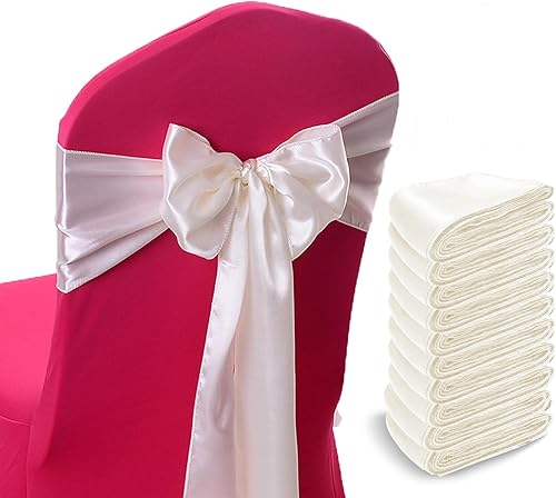 Bandas de satén para silla, 50 paquetes de 7 x 108 pulgadas, cintas beige para silla, lazos para eventos, bodas, banquetes, fiestas, decoraciones de