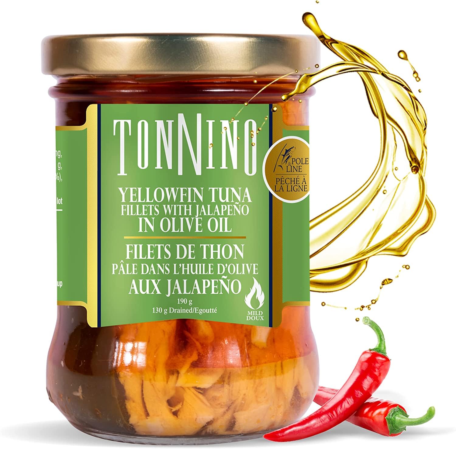 Tonnino Yellowfin Tuna in Olive Oil with Black Pepper 190g - Gourmet: Omega-3, High Protein, Gluten-Free, Ready-to-Eat Tuna Packets for Tuna Salad, Tuna Fish Alternative to Salmon — view 8