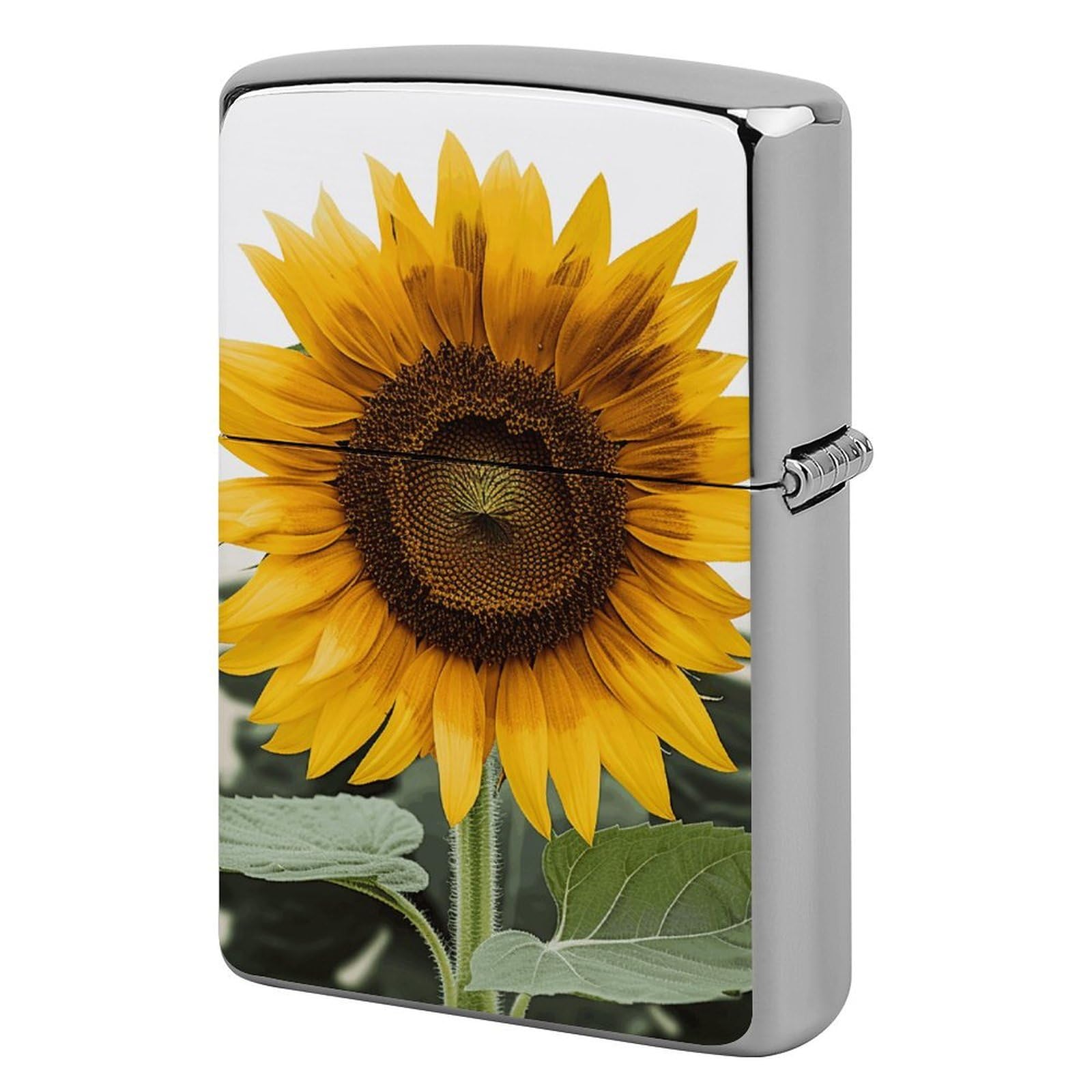 Bloom Sunflower Lighter Case Vintage Metal Lighter Cover Reusable Lighter Protective Sleeve Unique Design Personalized Lighter Sleeve Holder Against Dust and Scratches