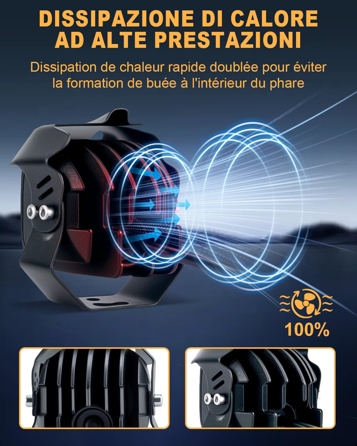 Dinfu 30W Faro aggiuntivo LED per moto - Fari antinebbia rotondi LED 9V-60V, IP68, con 3 modelli di lampeggiamento e 2 supporti di montaggio per moto, ATV, UTV, 4x4, camion