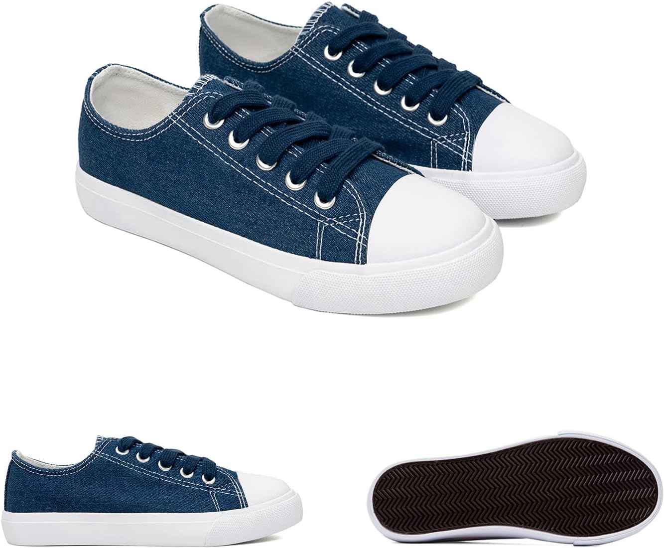 The Fashion Supply Classic Unisex Low-Top Canvas Sneakers – Boys Girls and Toddler Casual Lace-Up Shoes with Rubber Sole, Includes Extra White Shoelaces - Image 6