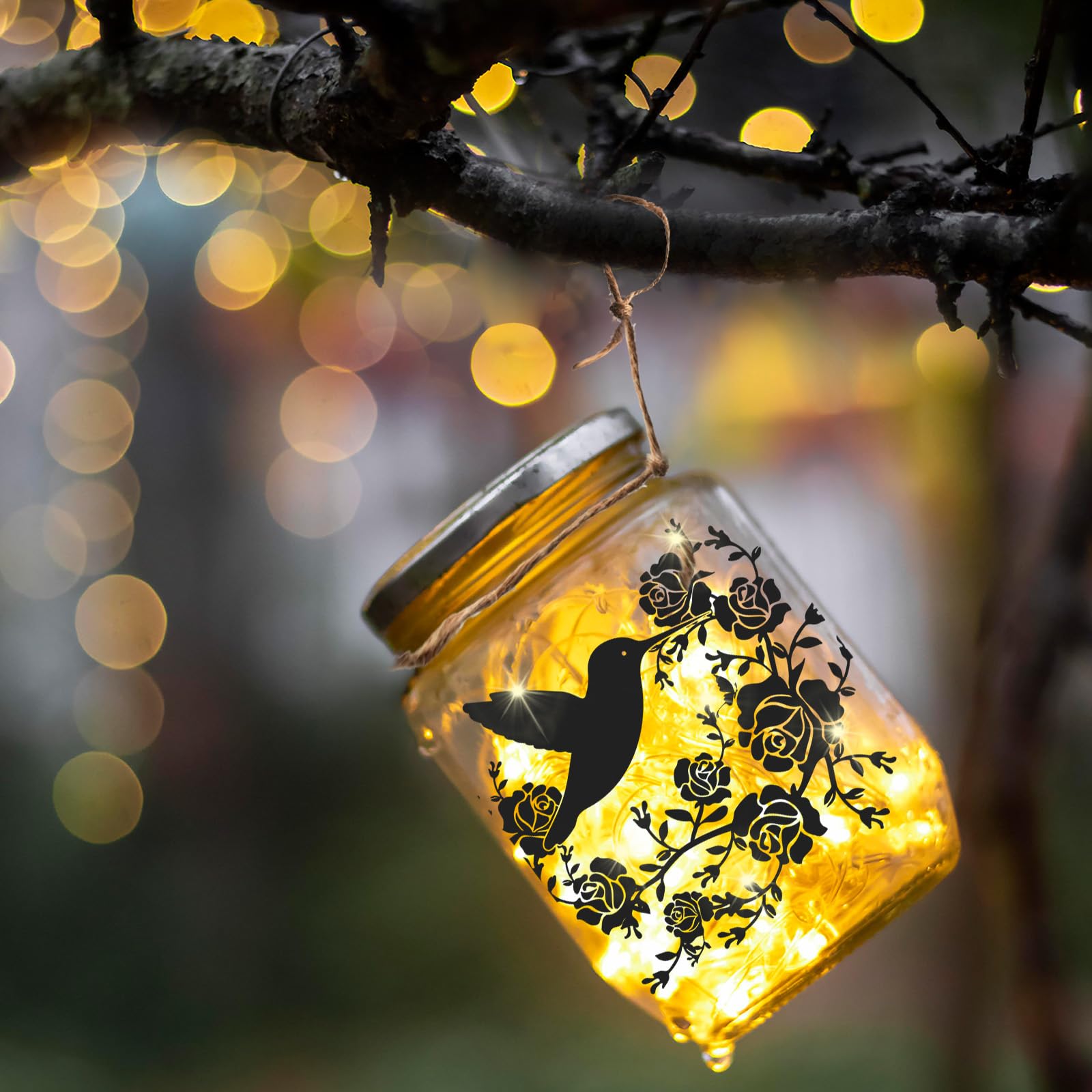 Peacoblue Hummingbird and Flowers Silhouette Cutouts for Jars Mason Can, Glass, Wishing Bottle Decor(No Stickers) - Image 4