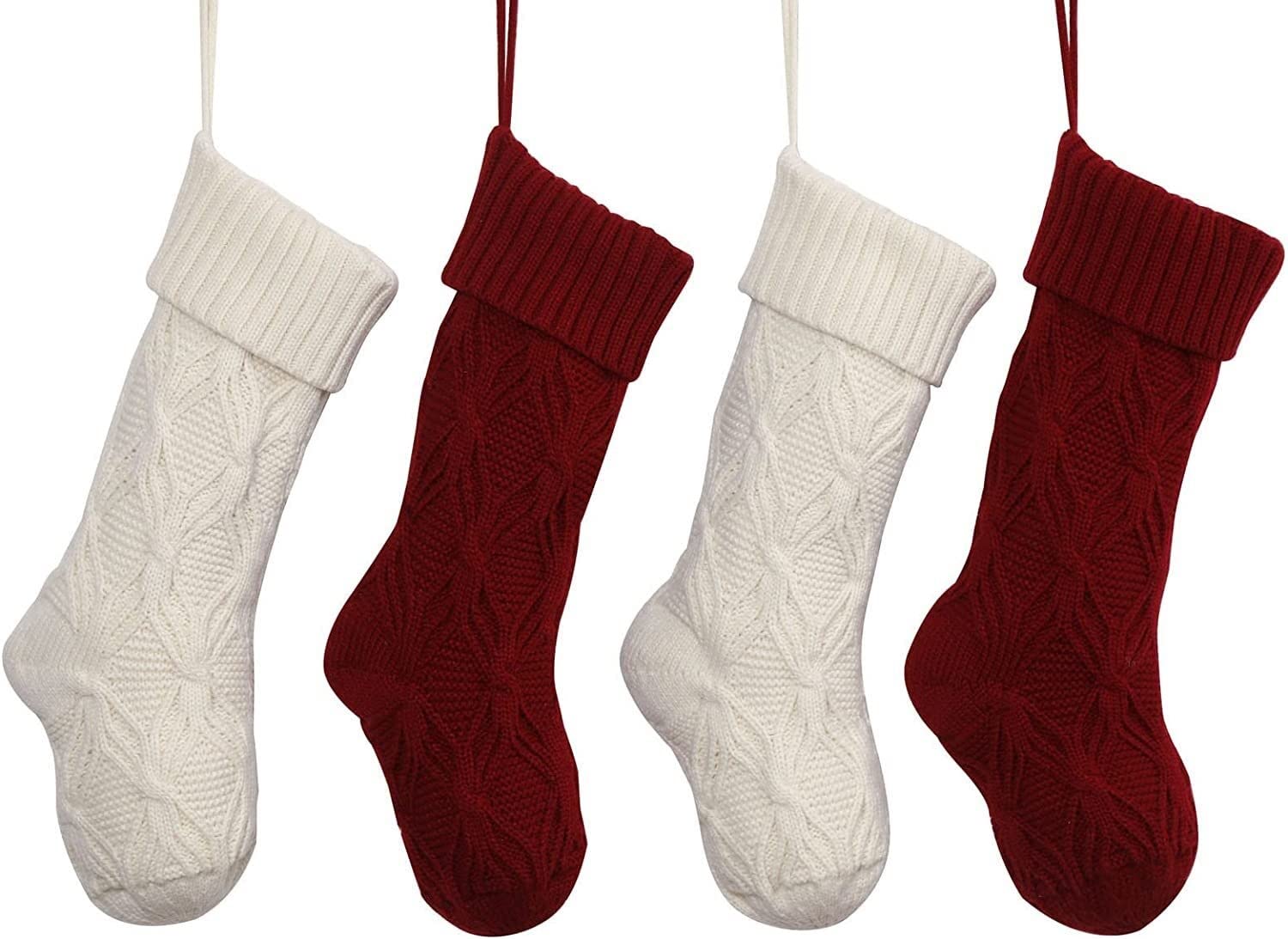 Calza di Natale, Calzini da Prigioniero Confezione da 4 Calzini Calze di Natale Decorazione Personalizzata da 18 Pollici Sacco Regalo Calzini da Lavoro a Maglia Calzini da Prigioniero