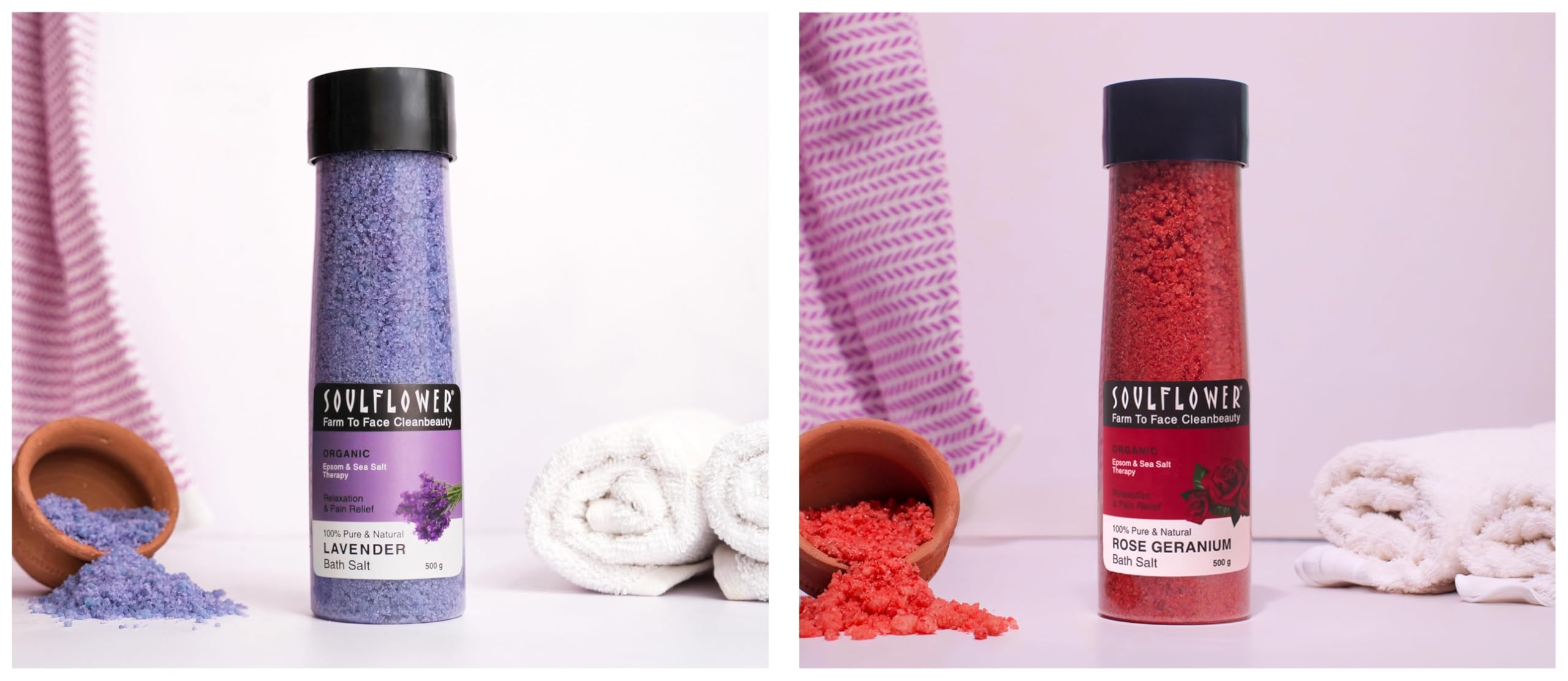 Soulflower Rose Geranium Bath Salt Lavender Bath Salt for Body & Foot Spa-picture-19