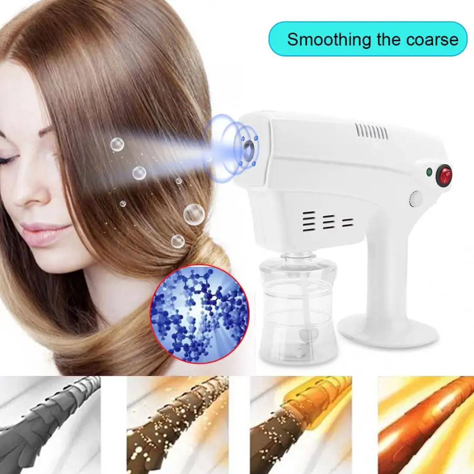 NGARY Pistola Pulverizadora De Micro Niebla, Pulverizador Nano para El Cuidado del Cabello con Pistola De Vapor con Luz, para El Hogar Y La Oficina