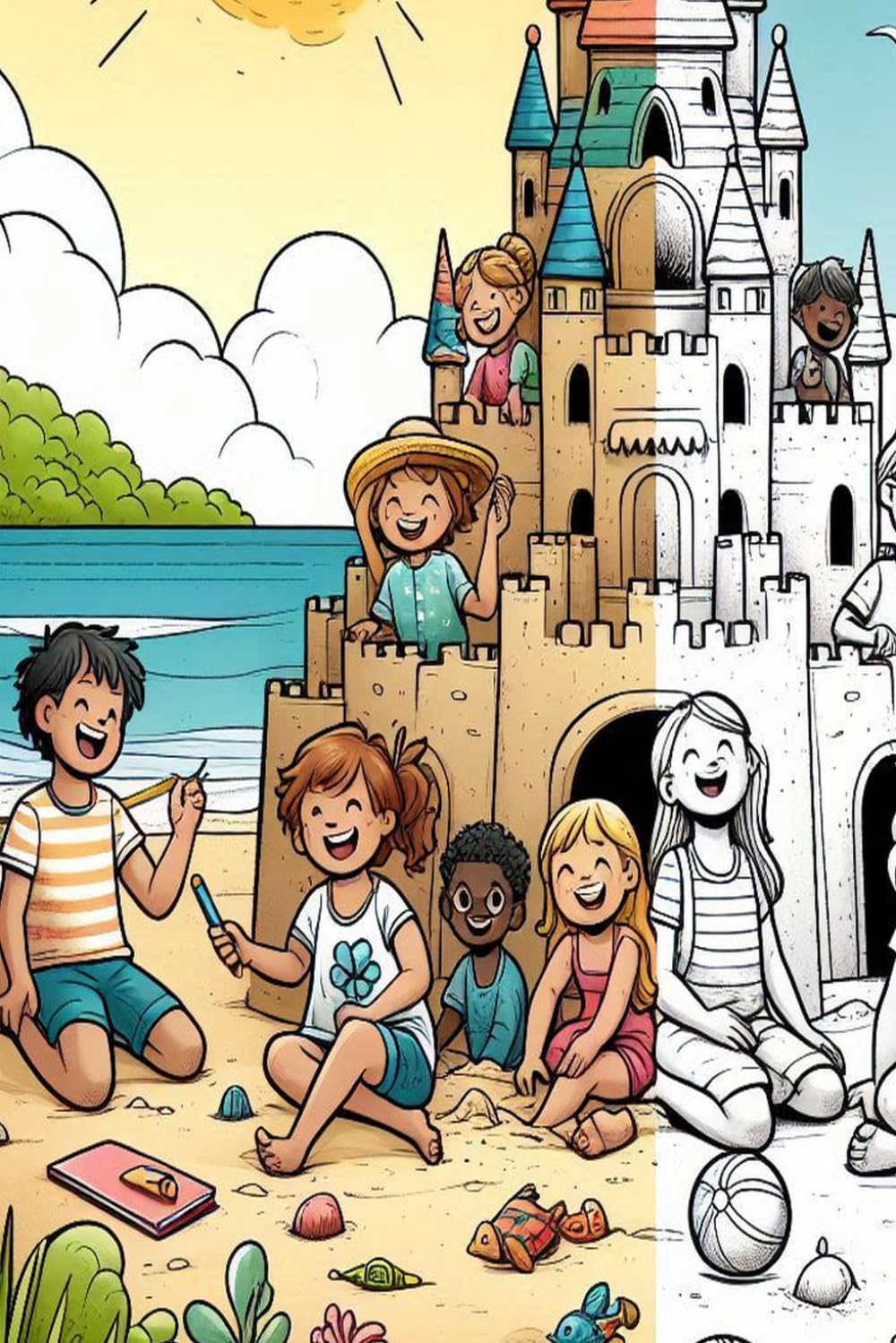 Coloriage Vacances Plage: 50 dessins à colorier