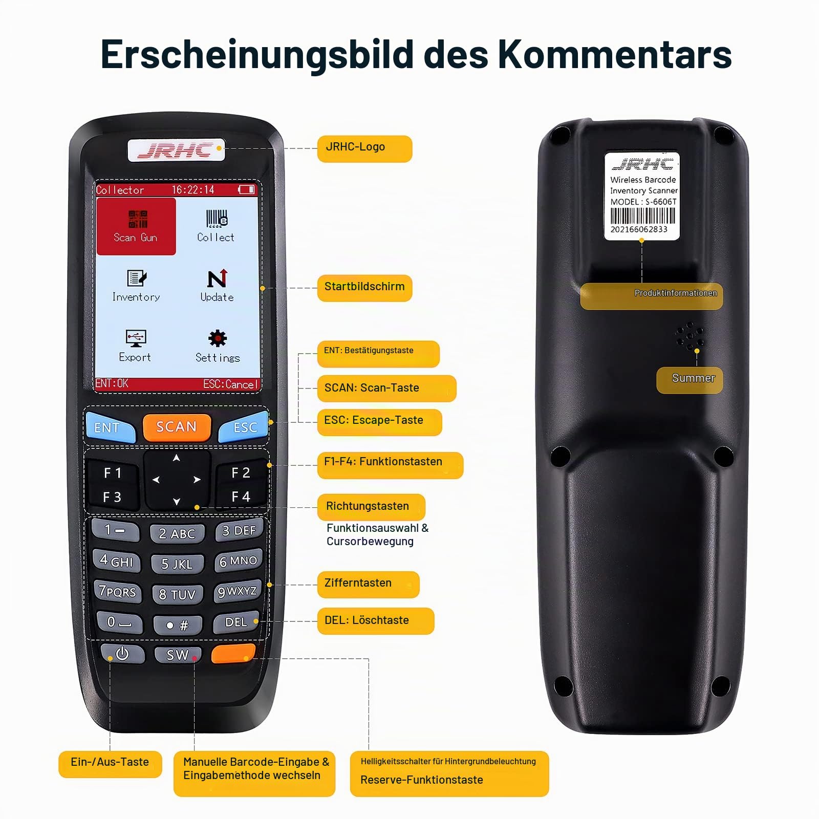 2D Inventar Barcode-Scanner und Sammler mit 2.4GHz Wireless USB Empfänger Multifunktionaler 2.8 Zoll LCD Bildschirm Barcode Leser mit Langer Übertragungsreichweite.