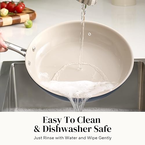 Miniatura 7 de Redchef Juego de utensilios de cocina antiadherentes, juego de sartenes de cerámica con tapas de vidrio templado, juego de cocina antiadherente,