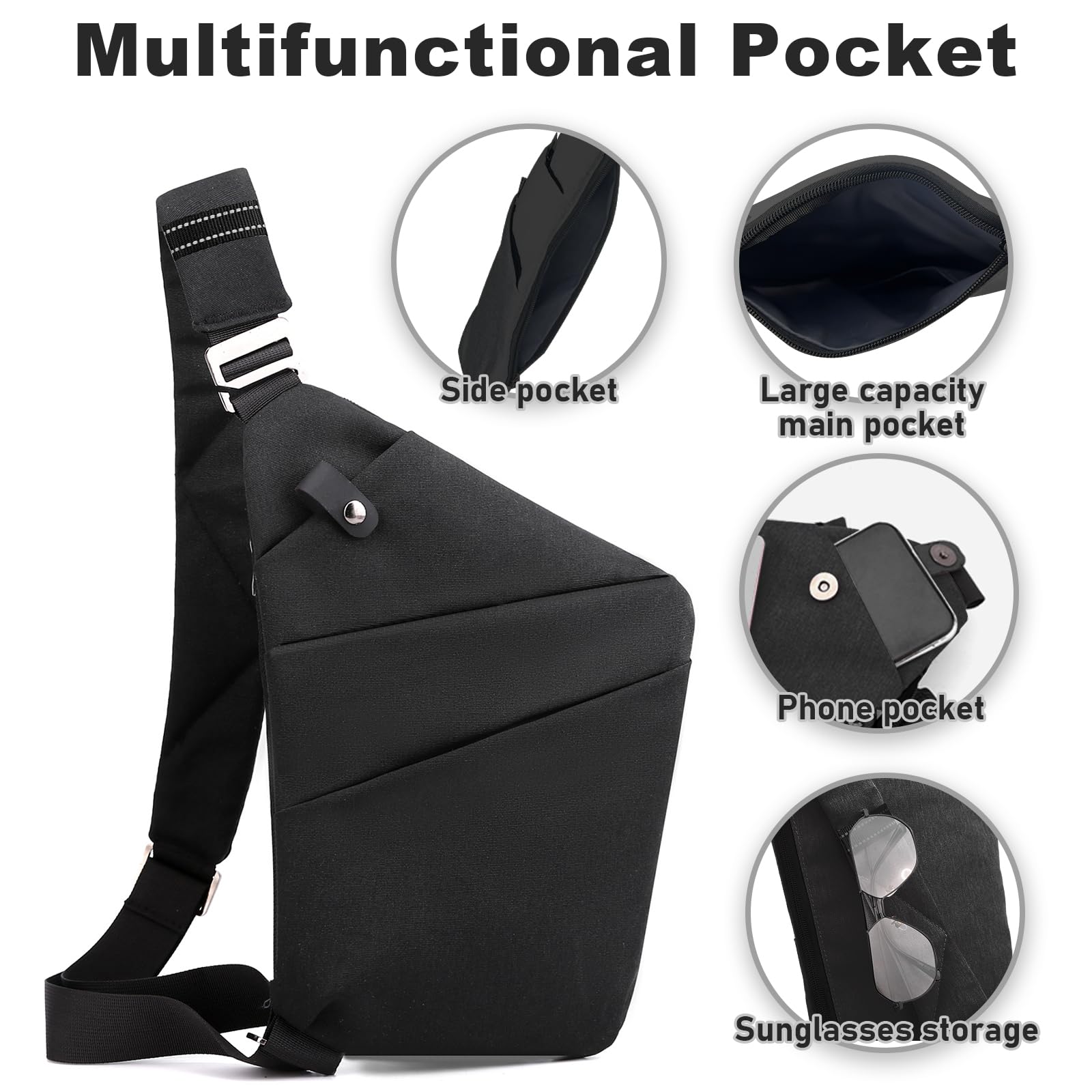 Borsa da viaggio antifurto, monospalla di grande capacità, borsa a tracolla al petto, alla moda, leggera, per viaggi e sport