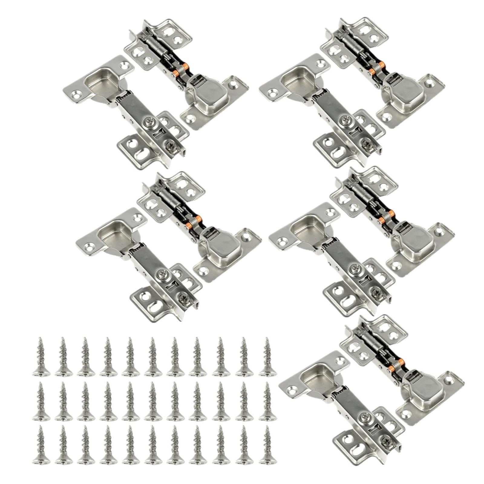 Urgbcklas 10Pcs 10-20Pcs Stainless Steel Cabinet Door Hinges Hydraulic Damper Buffer Soft Close Quiet Wardrobe Concealed With Screws(10Pcs)