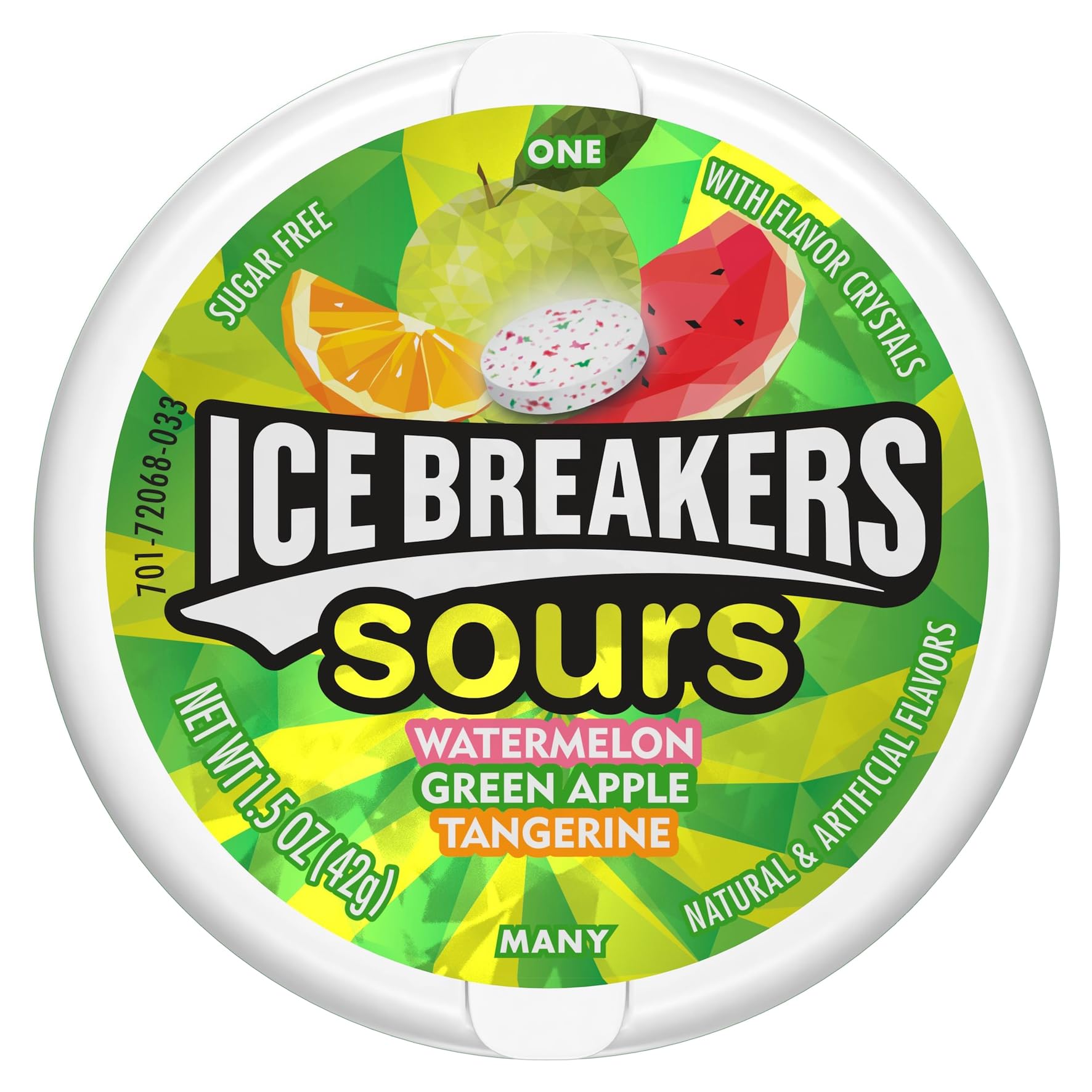 Ice Breakers Sours, Sugar Free Mints, Watermelon, Green Apple, and Tangerine 42 g