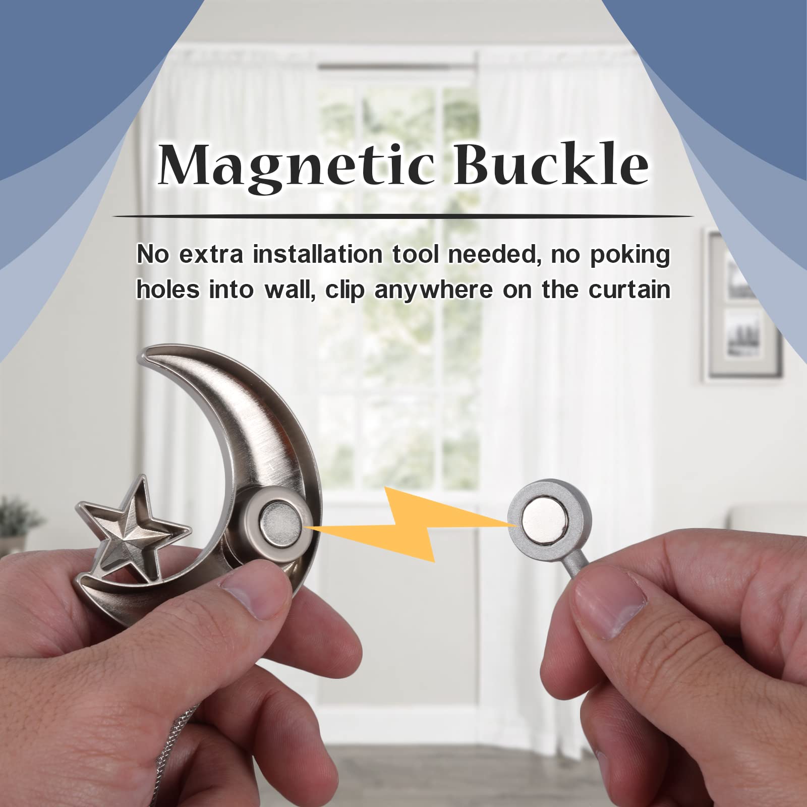 Magnetische Gordijn Tiebacks Clips Gordijn Gespen Holdbacks Binding Weven Tie Band 2 Stuks