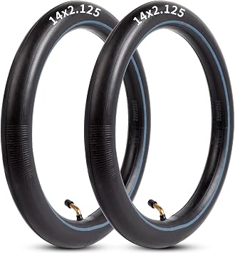 Heavy-Duty 14 x 2.125 Inner Tube 14 Inch Electric Bike Tubes with Angled Valve Stem for Replacement Electric Scooters and E-Bike Tire Tube 2 Packs
